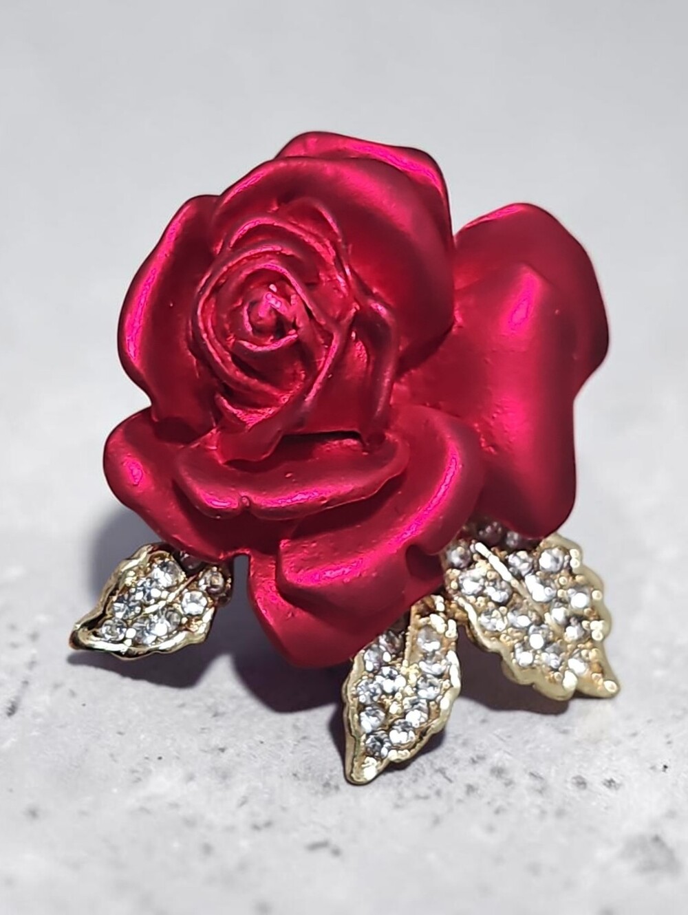 Nwt Sassified Boutique Red Rose Crystal Leaf Brooch